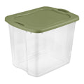 Sterilite EZ Carry 95 Quart Extra-Large Storage Bin - Clear Plastic Storage Container with Full-Grip Handles, Green