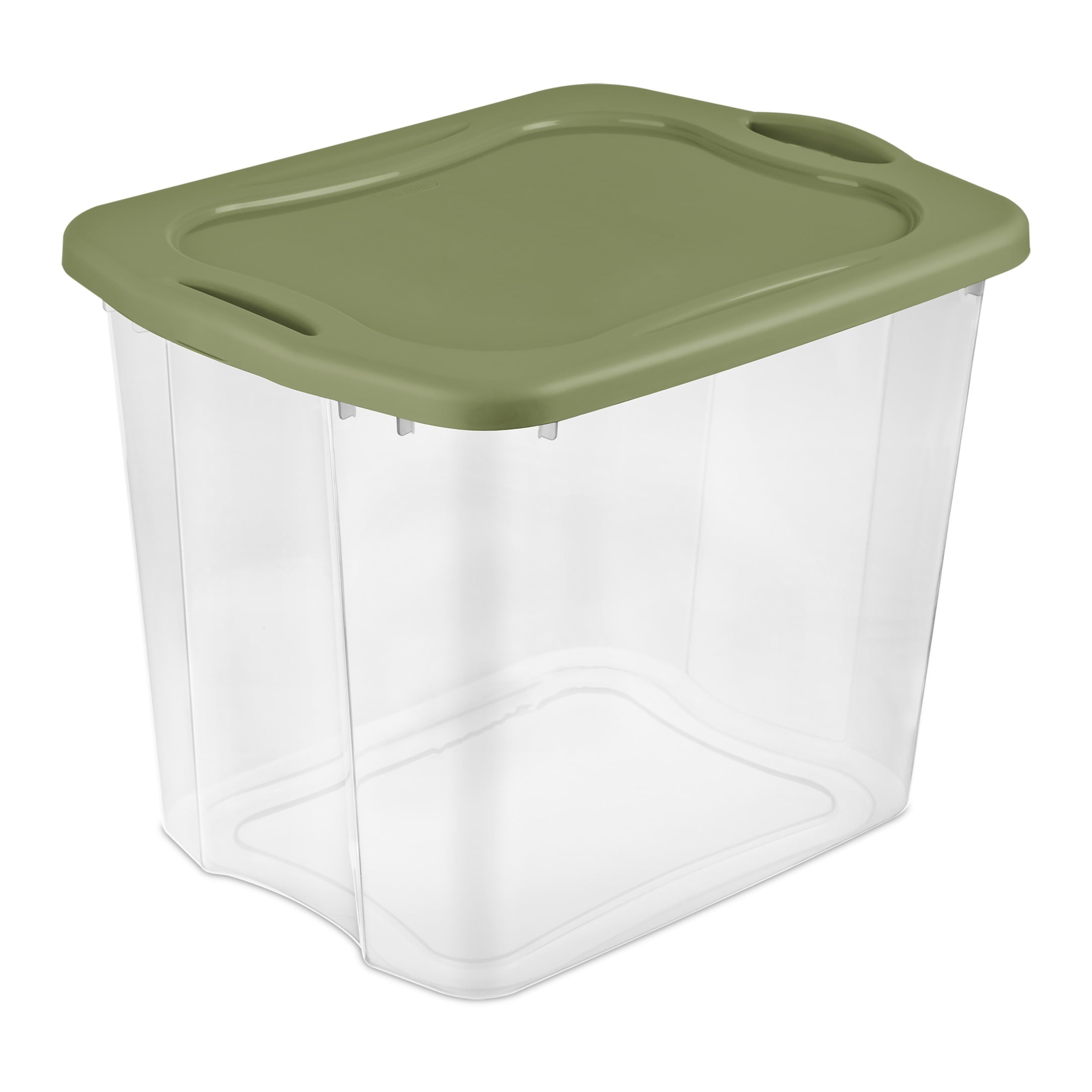 Sterilite EZ Carry 95 Quart Extra-Large Storage Bin - Clear Plastic Storage Container with Full-Grip Handles, Green