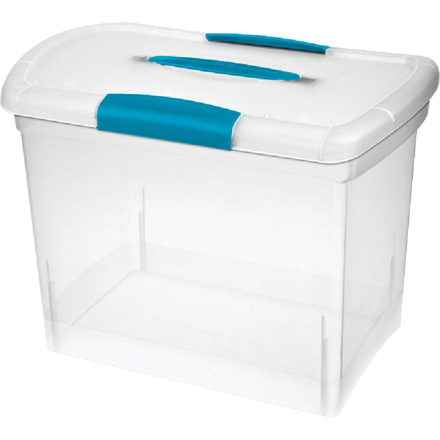 Sterilite ShowOffs Large Plastic Tote With Lid - Stackable Storage Box - 1 Pack - Clear