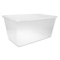 Sterilite 90 Quart Large Storage Bin - Clear Plastic Storage Container with Snap-On Lid, White