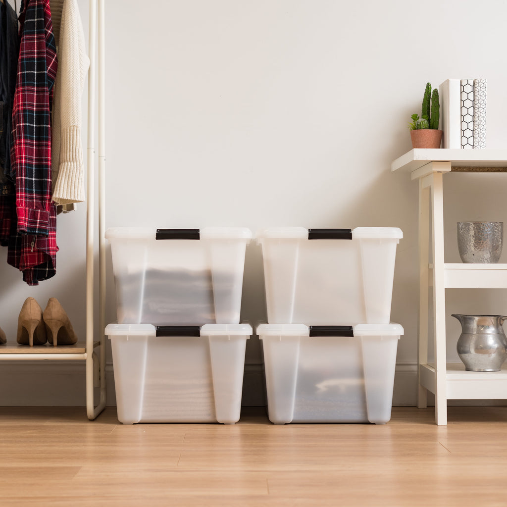 IRIS 45 Qt. Plastic Storage Bins with Lids - Stackable Storage Containers, Totes, 4 Pack