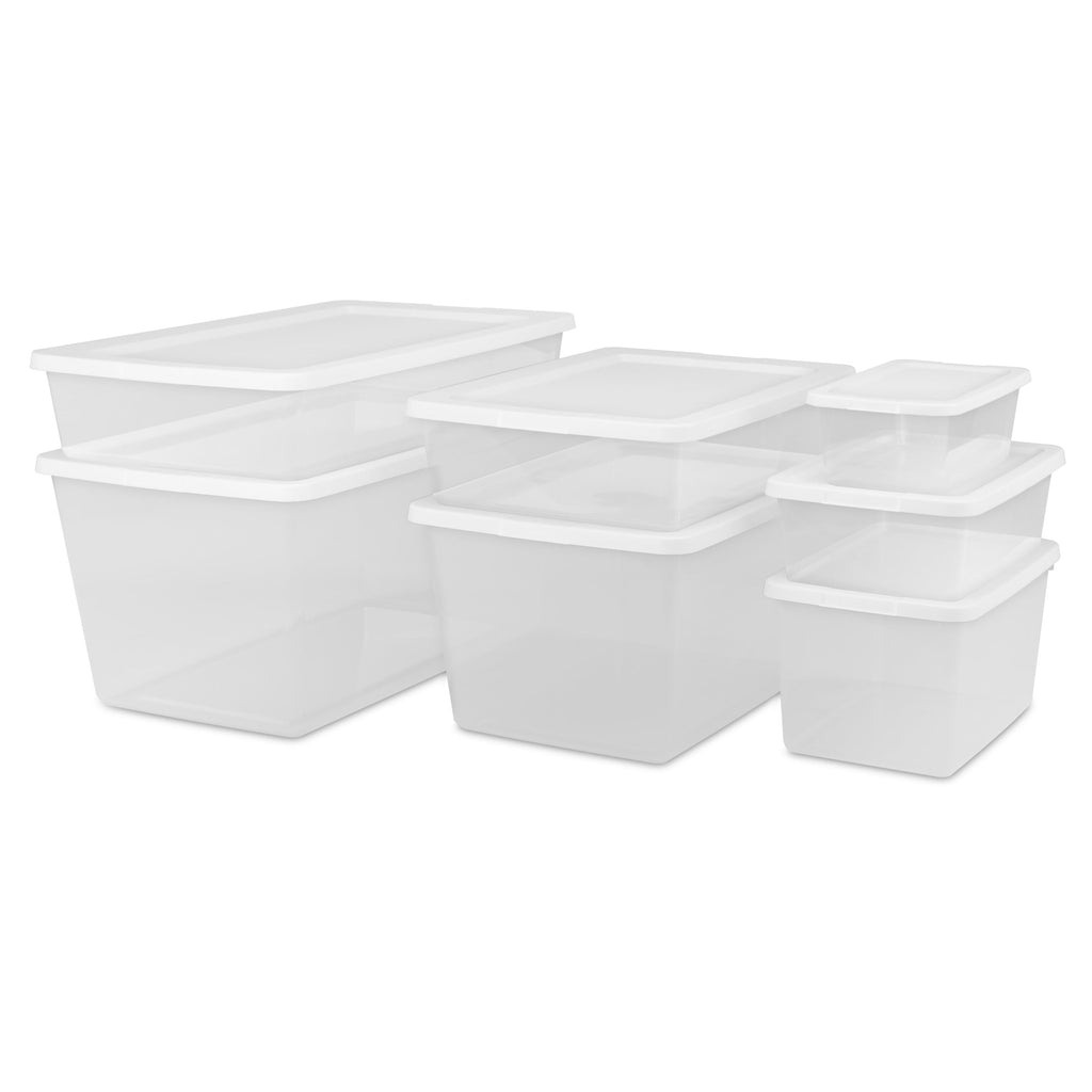 Sterilite 90 Quart Large Storage Bin - Clear Plastic Storage Container with Snap-On Lid, White - 2-Pack