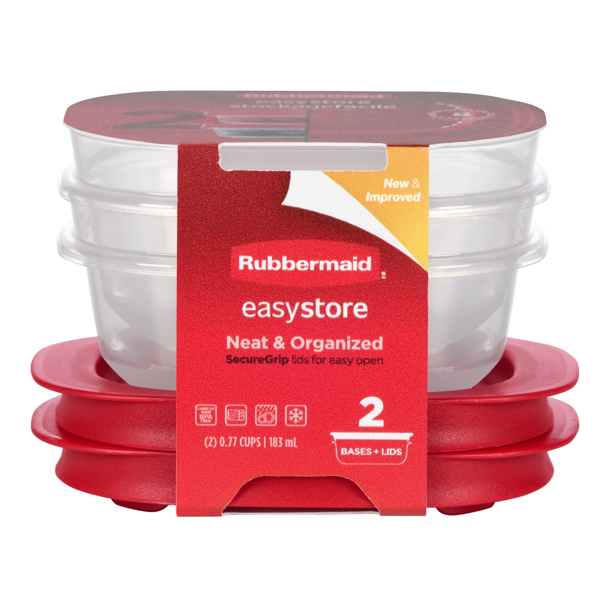 Rubbermaid 0.77-Cup EasyStore Rectangle Containers - 2 Pack, Food Storage Containers, Food Storage Containers with Lids