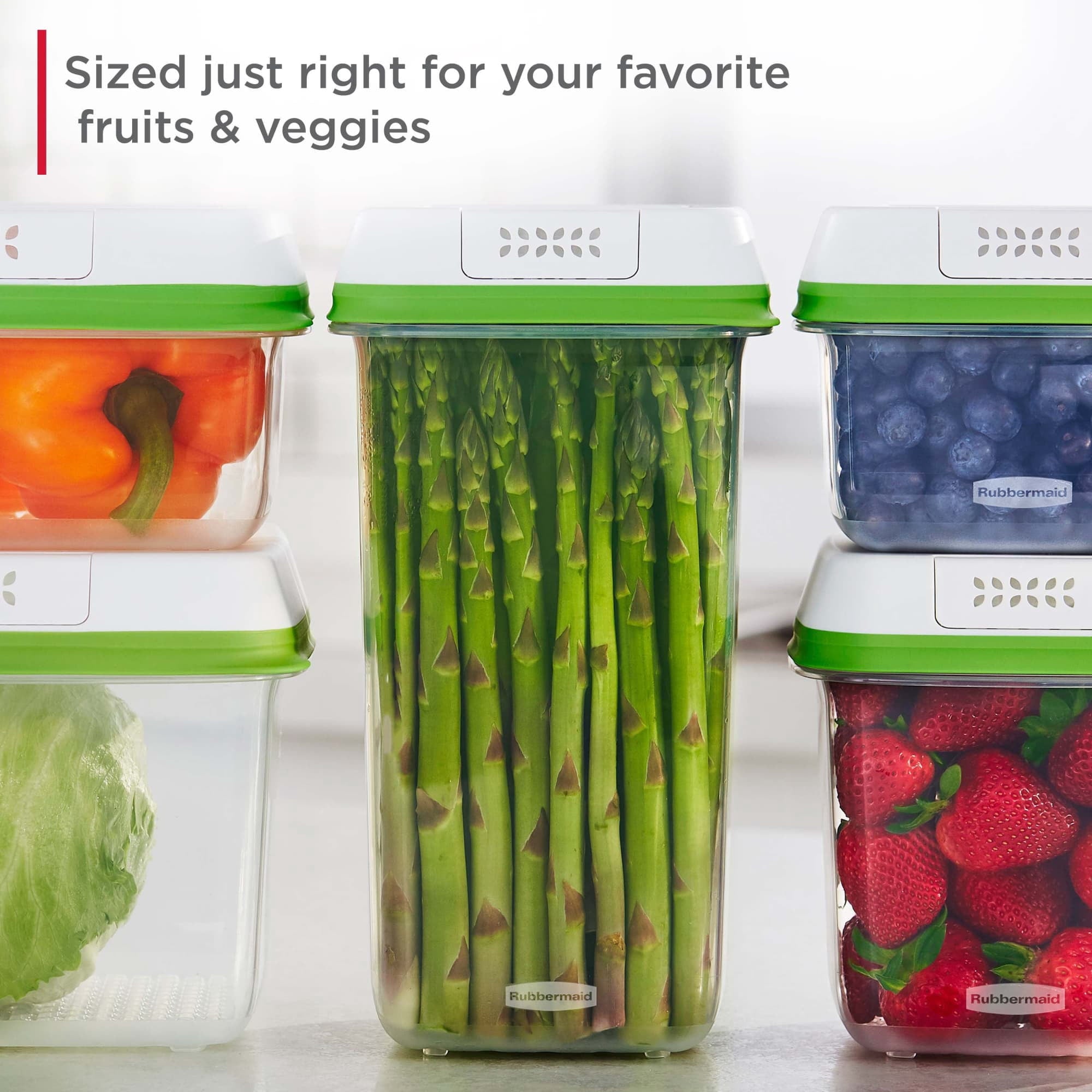 Rubbermaid FreshWorks Produce Saver - 6 Piece set of Medium and Large Storage Containers
