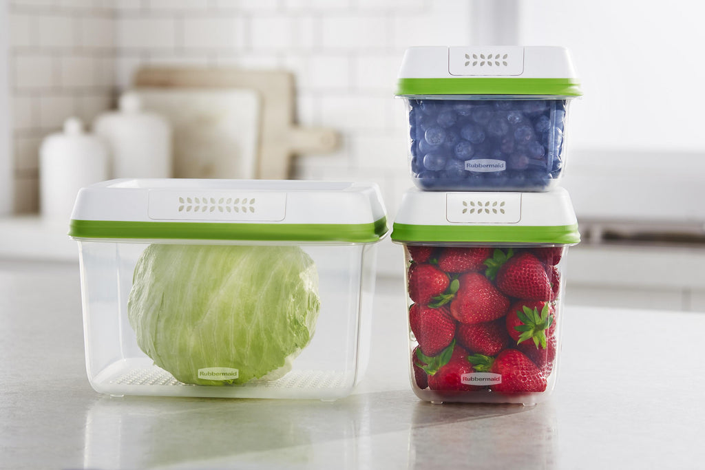 Rubbermaid FreshWorks Produce Saver - Medium and Large Produce Plastic Storage Containers, 6-Piece Set