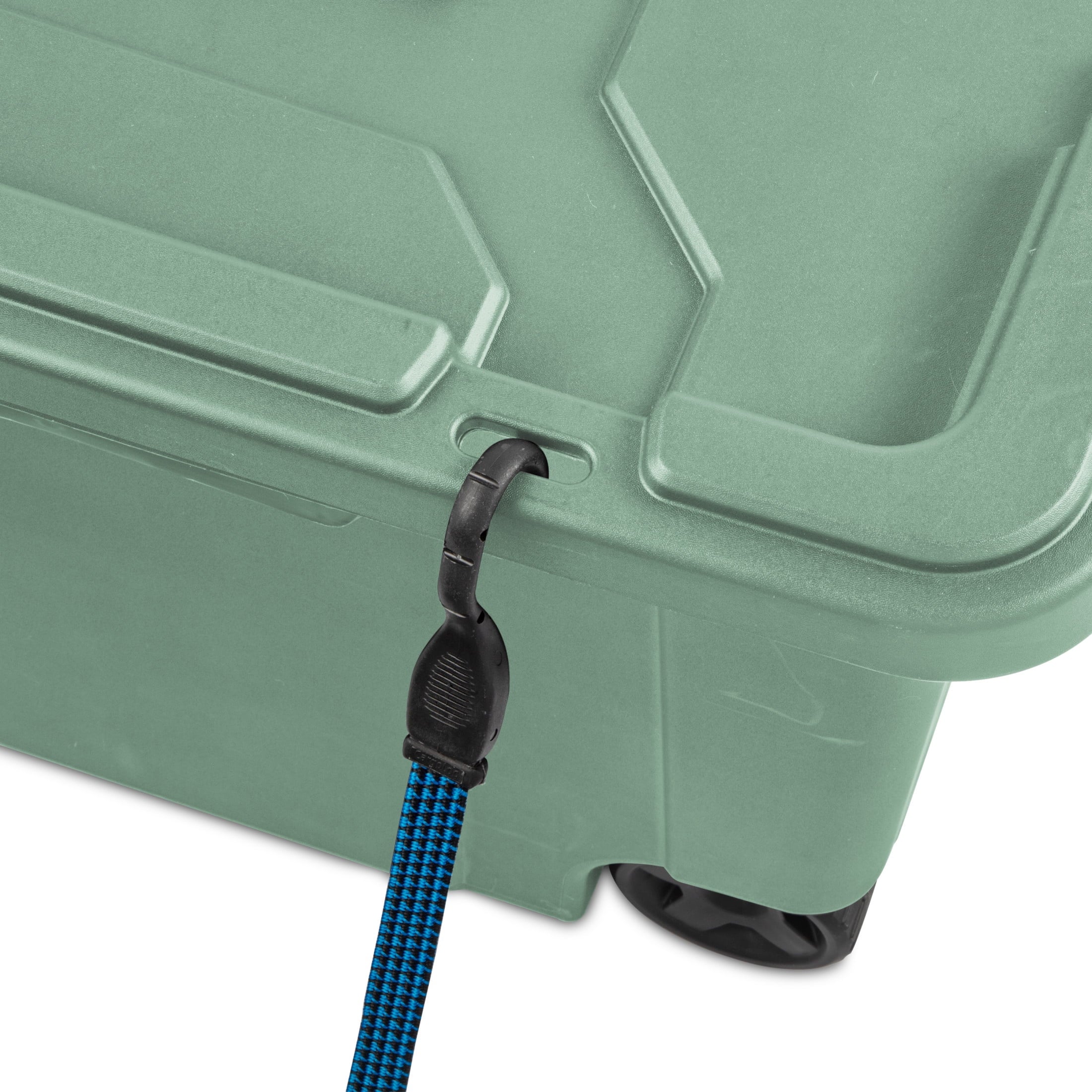 Sterilite Extra-Large Wheeled Industrial Storage Bin - 40 Gallon Durable Plastic Storage Tote with Latching Lid and Pull Handle, Green, 2 Pack