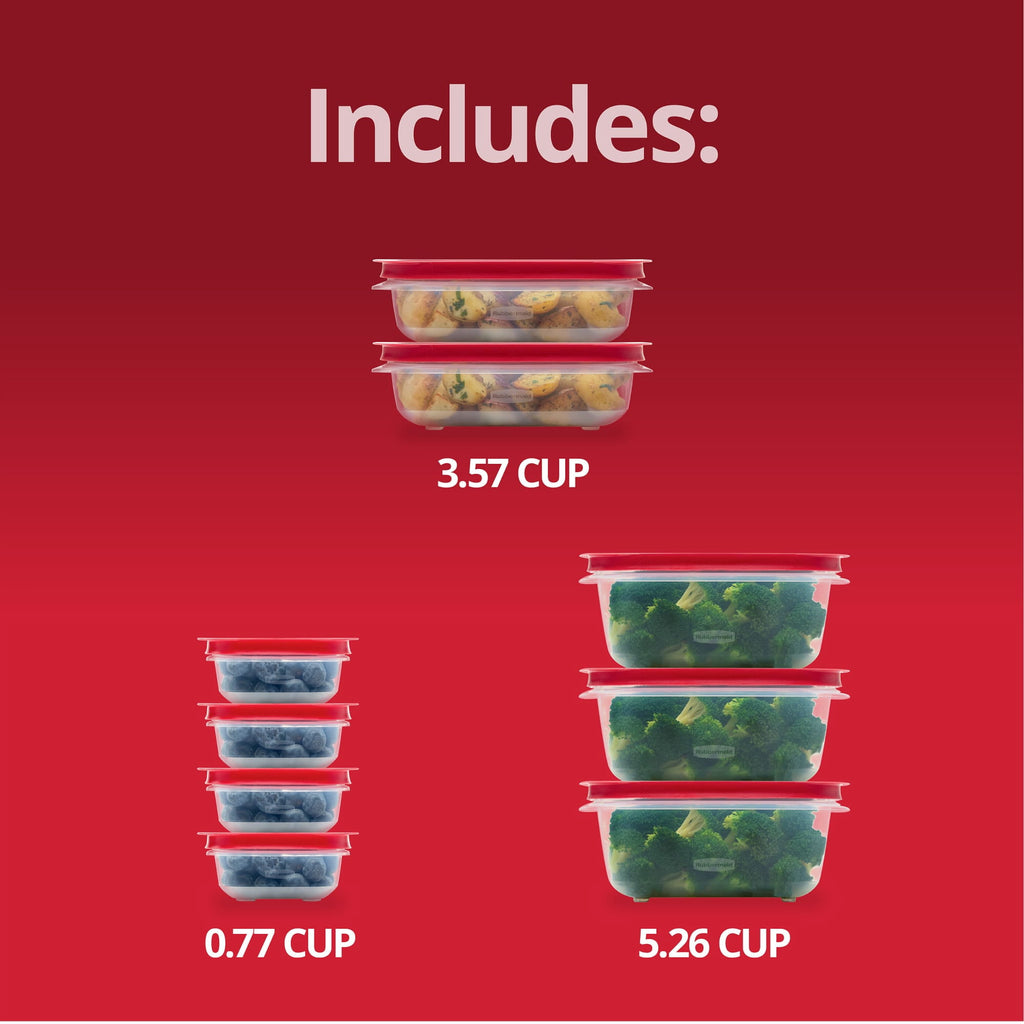 Rubbermaid EasyStore Medium Rectangle Containers - 18-Piece Set, Food Storage Containers, Food Storage Containers with Lids