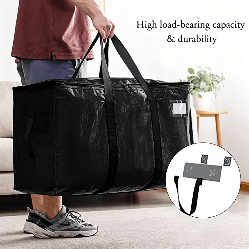 3 Pack Black Storage Tote Bags - Heavy Duty Moving Bag with Handles, Large Storage Tote for Moving, Back to School Beds Storage Bin Alternative