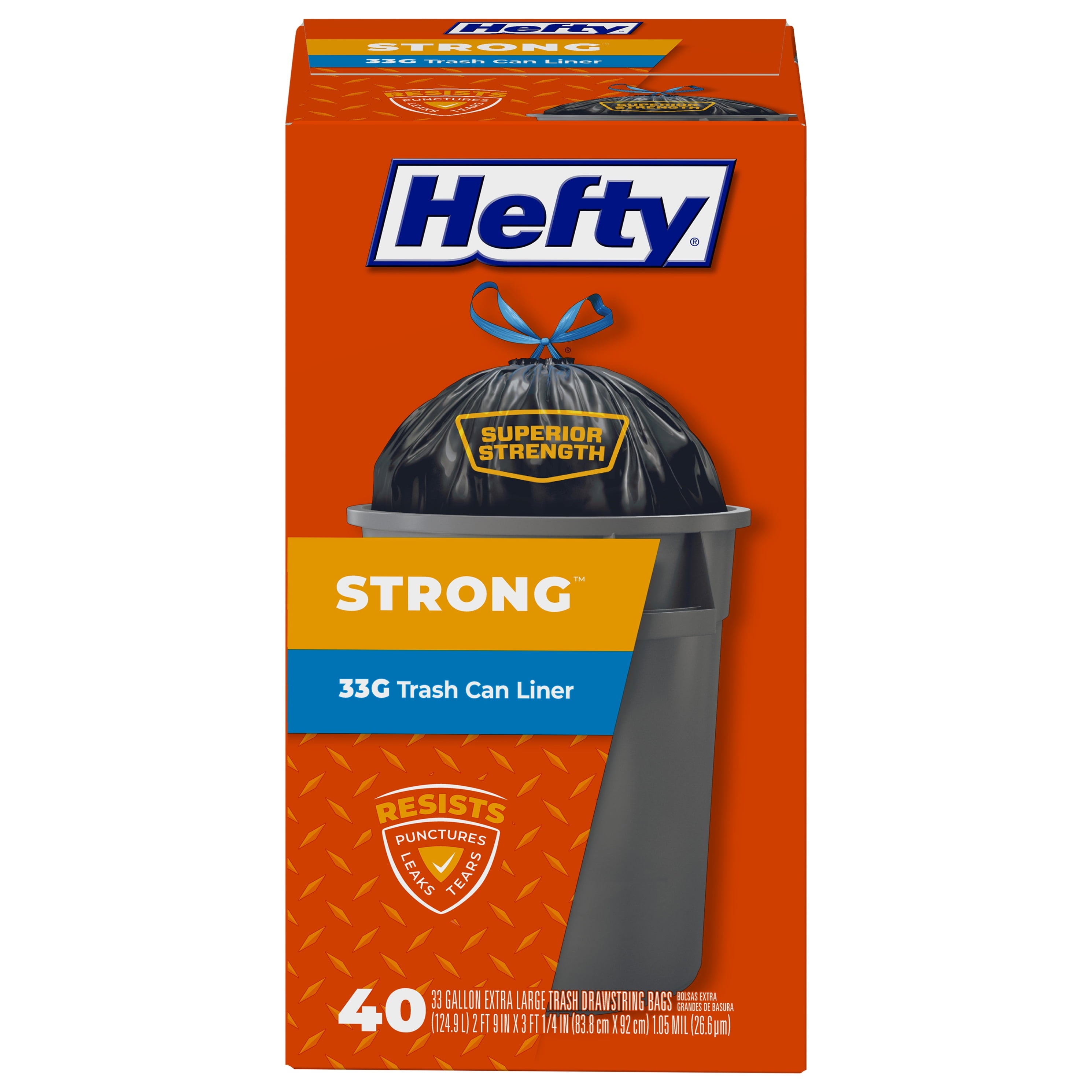 Hefty Strong Extra Large Trash Bags - 33 Gallon, 40 Count