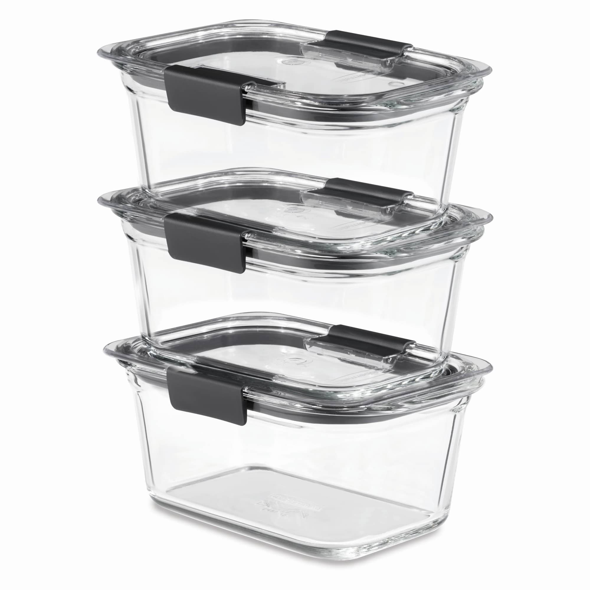 Rubbermaid Brilliance 3-Pack Glass Food Storage Containers - 4.7-Cup, Leak Proof, BPA Free