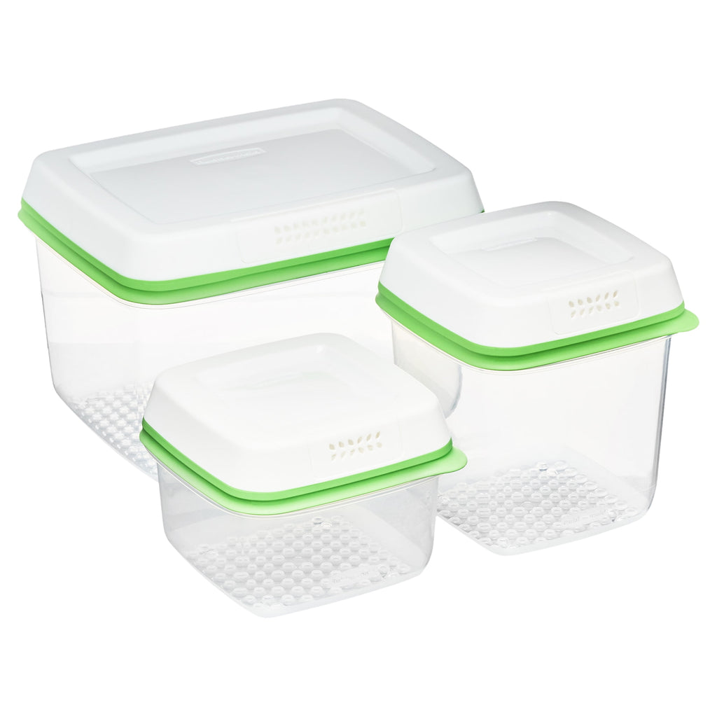 Rubbermaid FreshWorks Produce Saver - Medium and Large Produce Plastic Storage Containers, 6-Piece Set