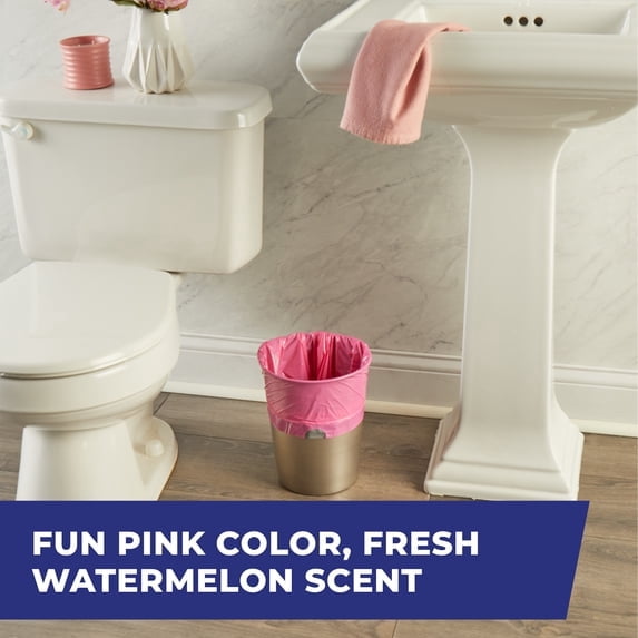 4 pack Hefty Small Trash Bags - Pink, Fabuloso Watermelon Scent, 4 Gallon, 20 Count