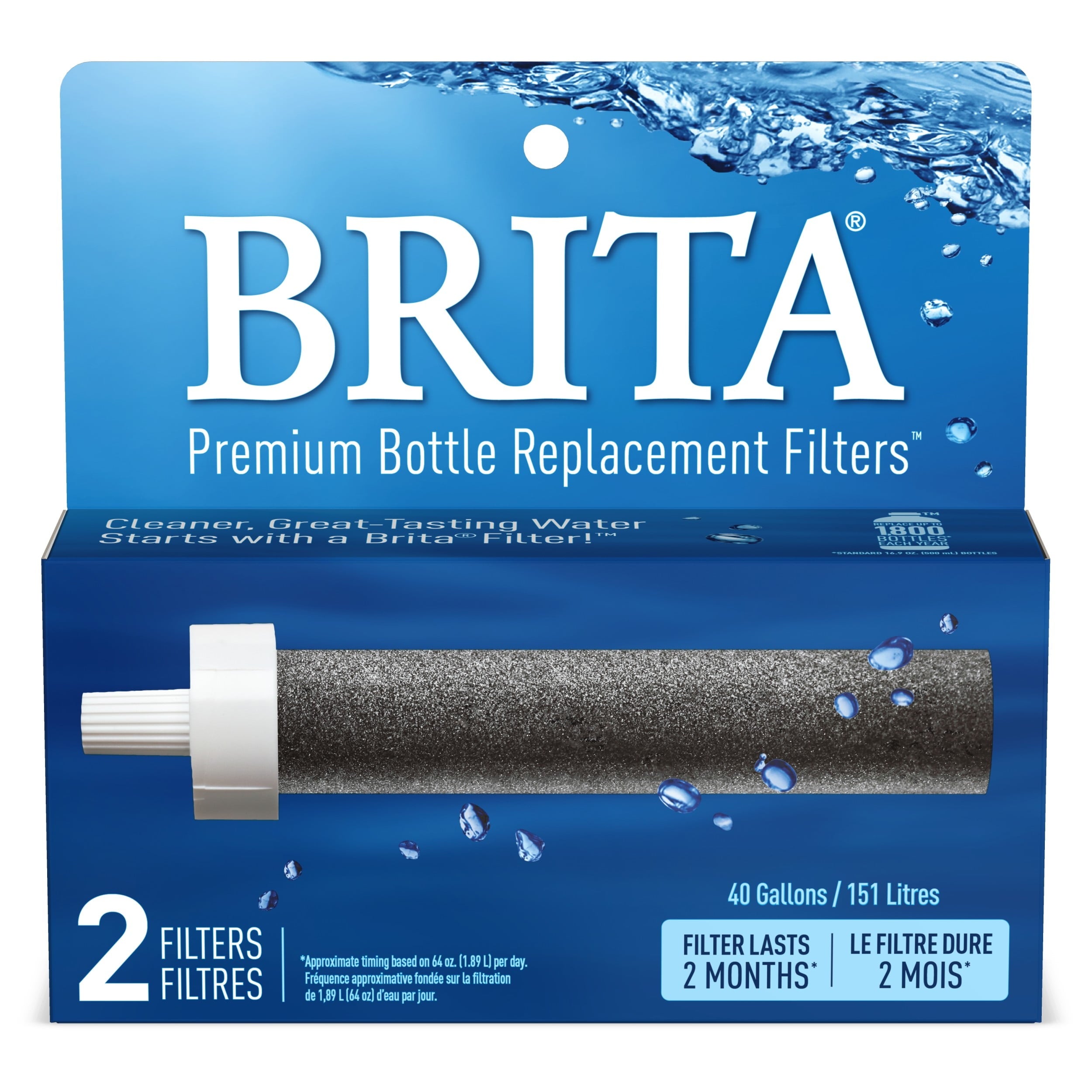 Brita Water Bottle Filter Replacements - BPA Free - 2 Count