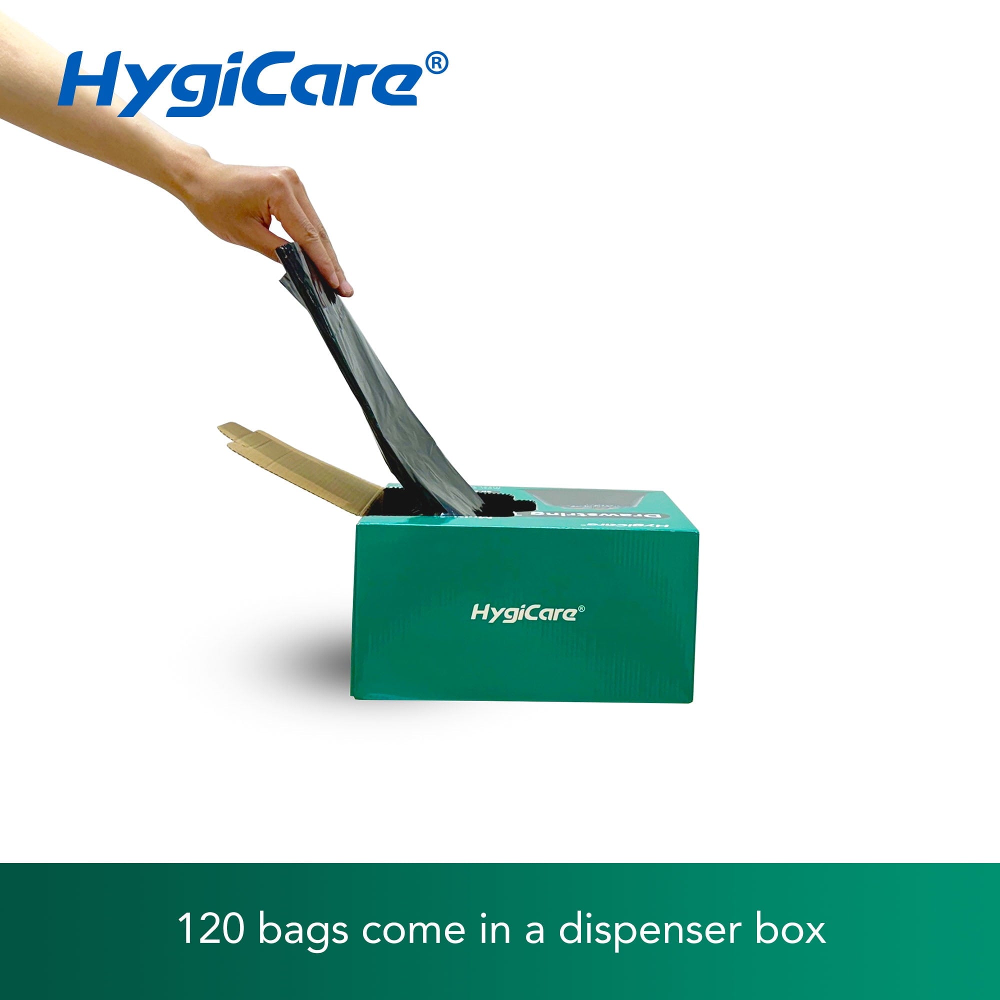 HygiCare 30 Gallon Drawstring Trash Bags - 120 Count, Super Strong, Leakproof, Unscented