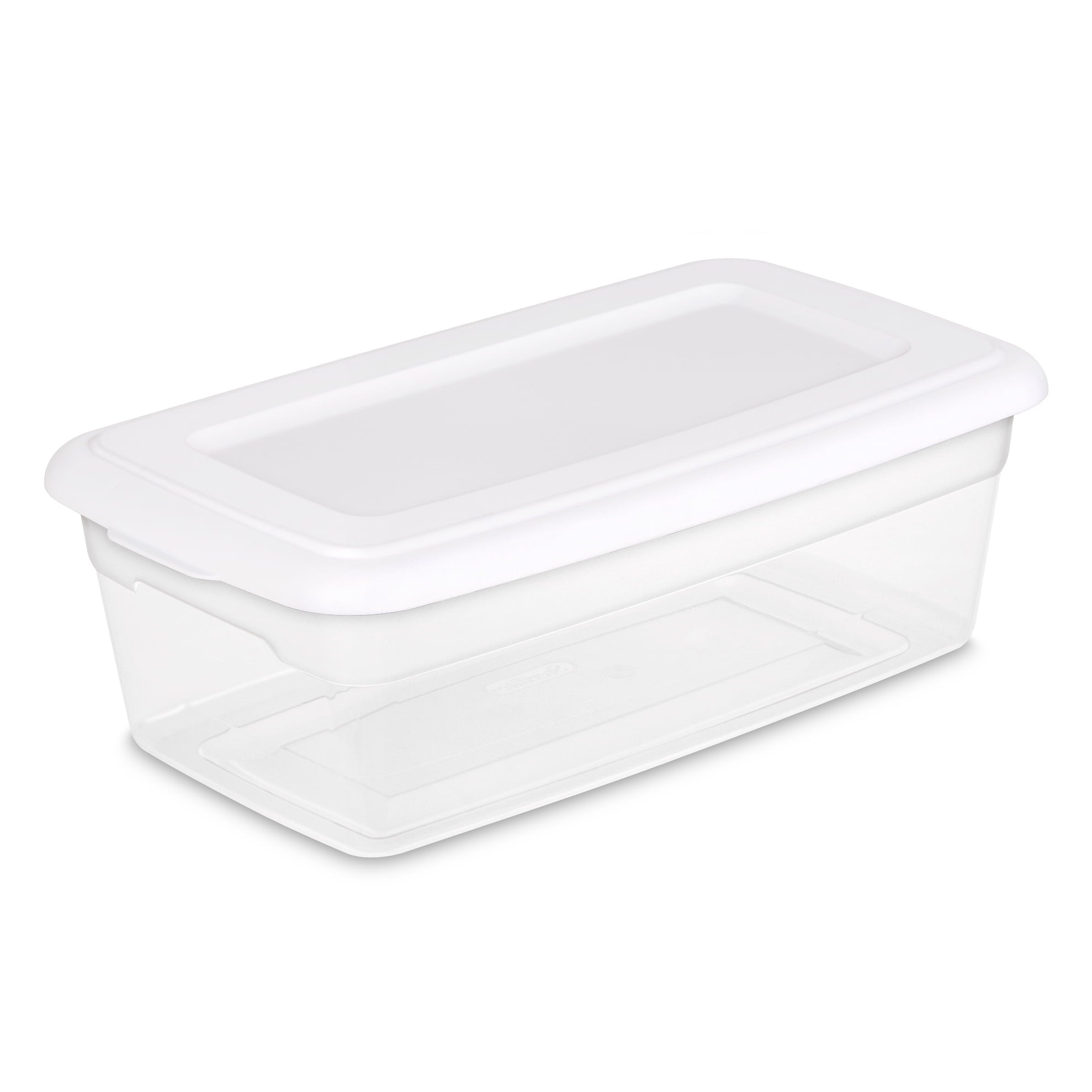 Sterilite 6 Qt. Clear Plastic Storage Box with White Lid - 2-Pack