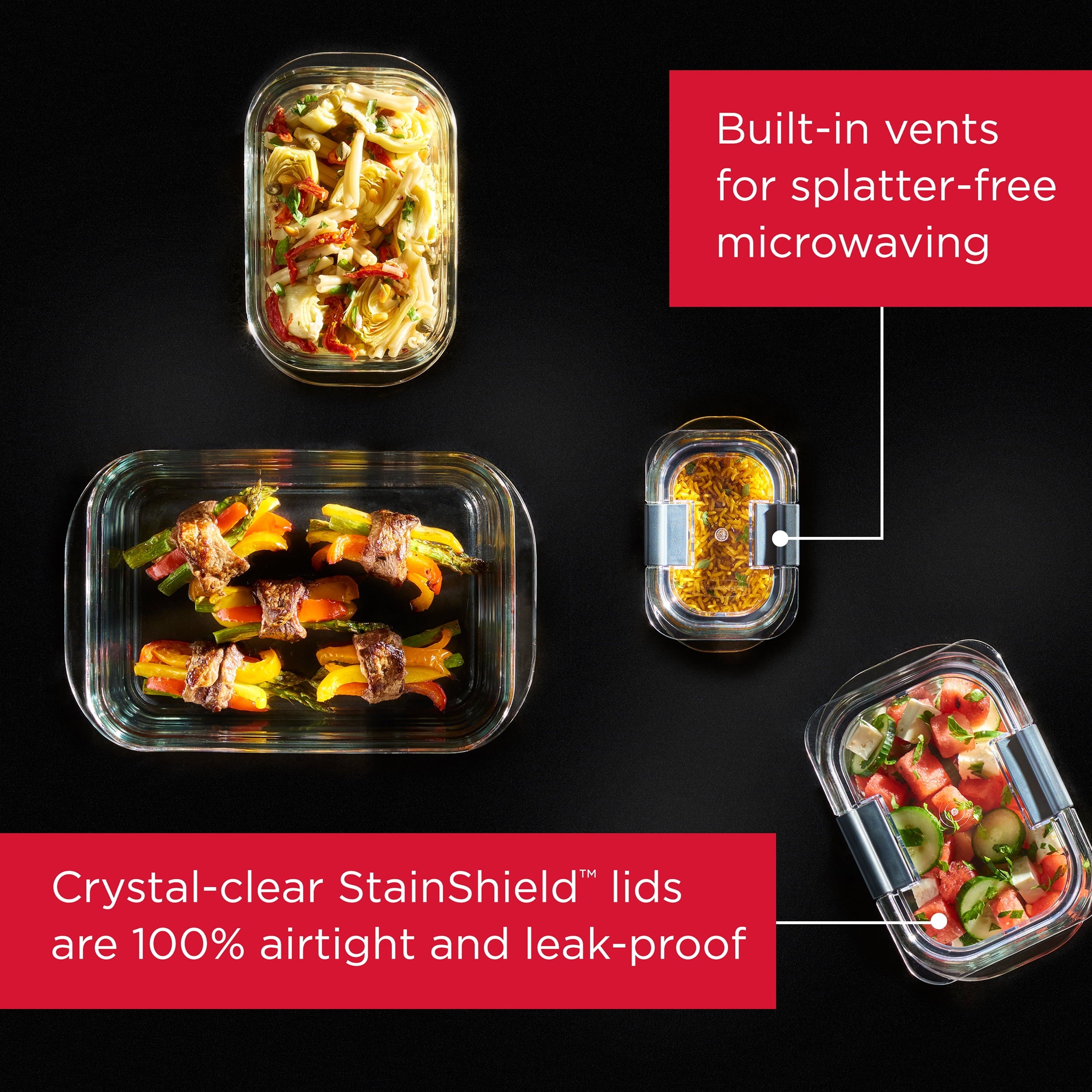Rubbermaid Brilliance Glass Food Storage Containers - 2-Pack with Lids, BPA Free and Leak Proof, 4.7 Cup