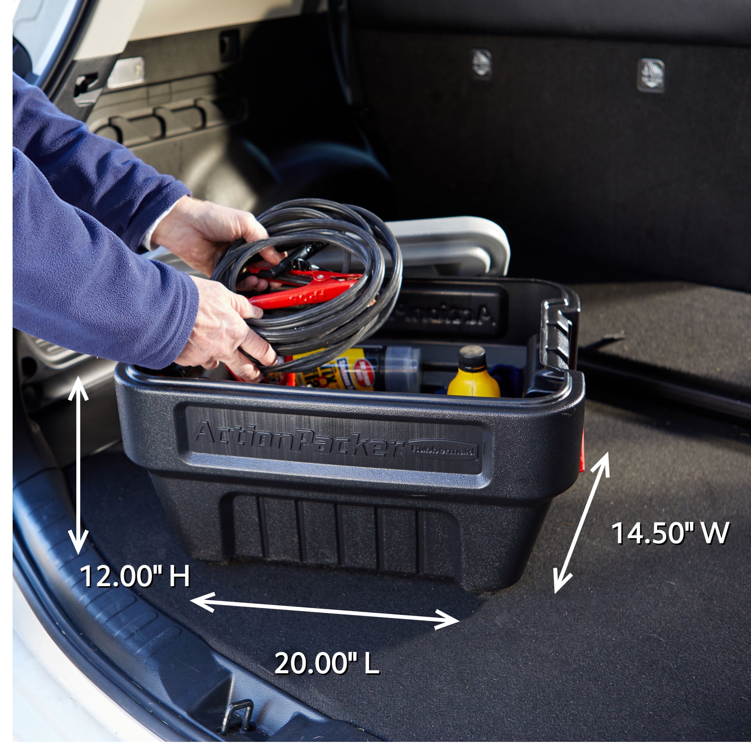 Rubbermaid 8 Gallon Action Packer Storage Bin - Heavy Duty Plastic, Lockable, Black, Included Lid