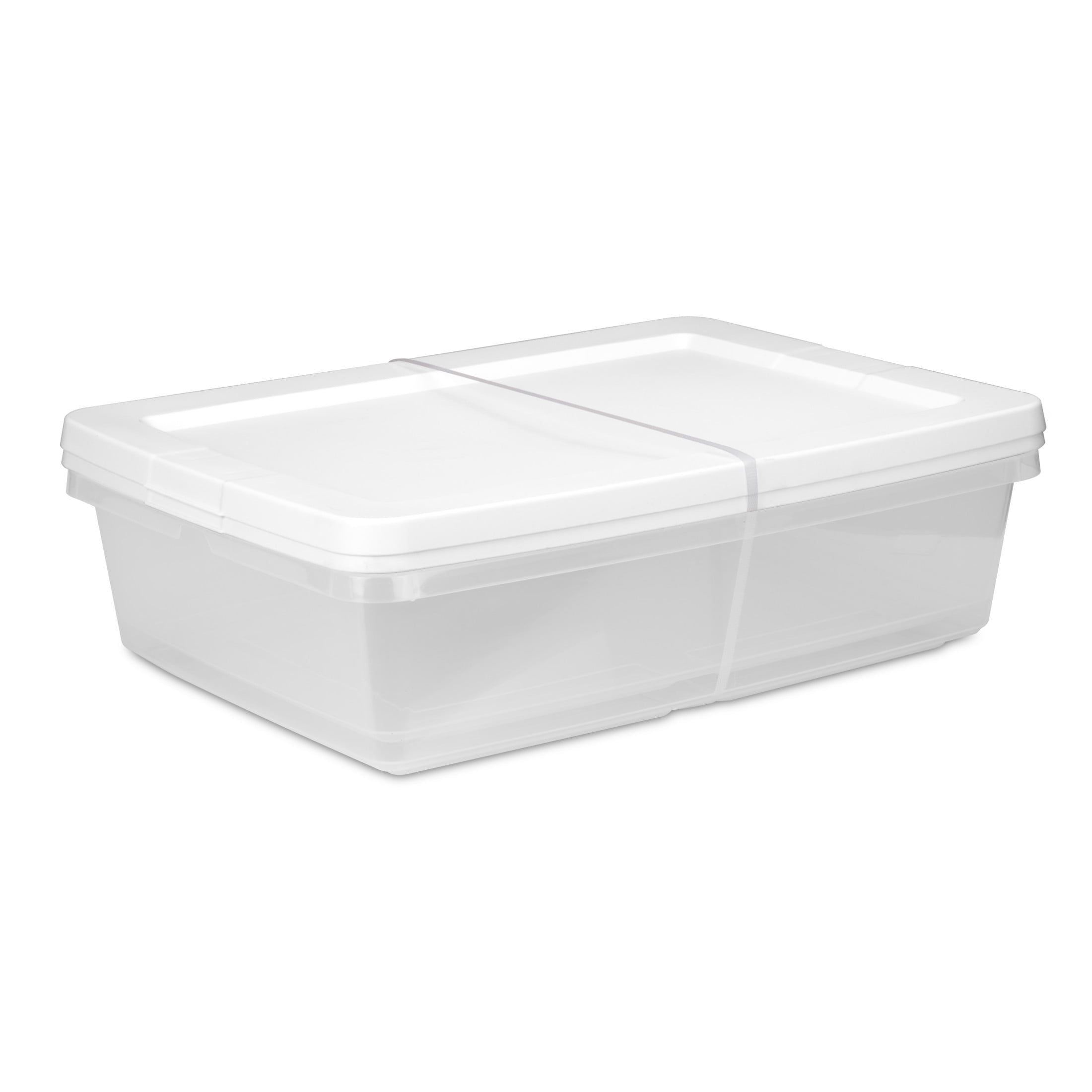 Sterilite Set of (2) 28 Quart Storage Bins - Clear Plastic Storage Bin with Snap-on Lid, White - 2-Pack
