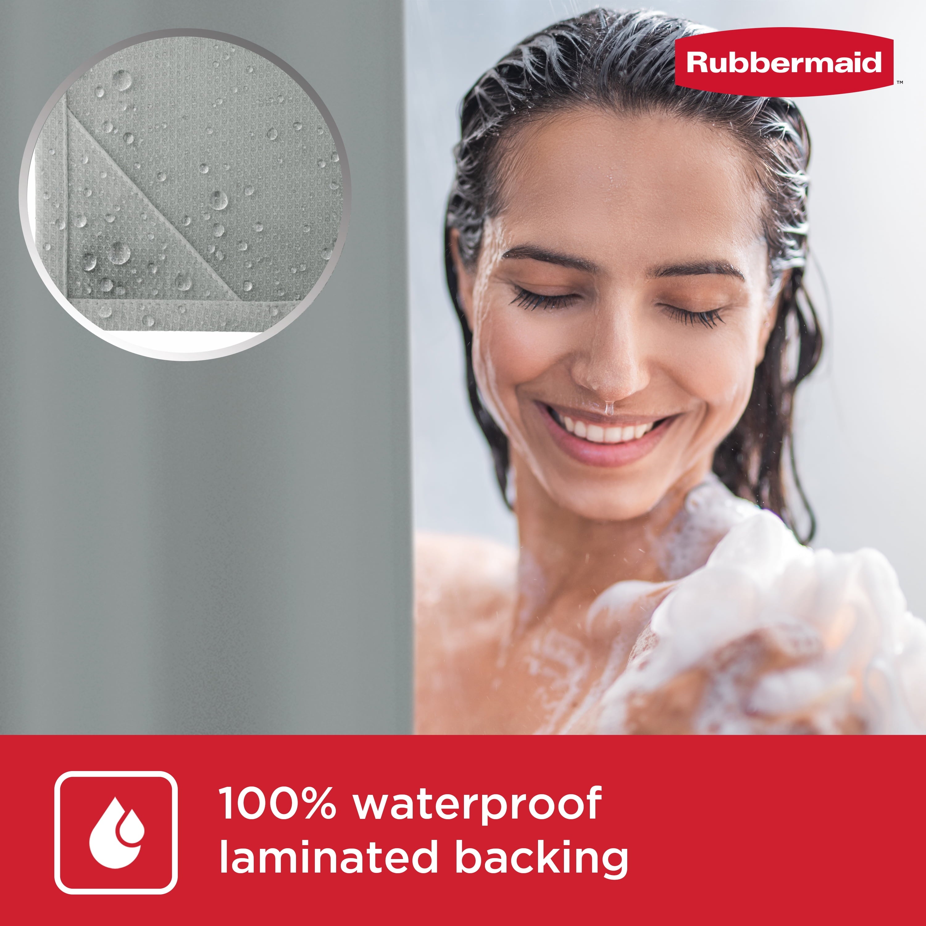 Rubbermaid Gray Waterproof Fabric Shower Liner - 70" x 72"