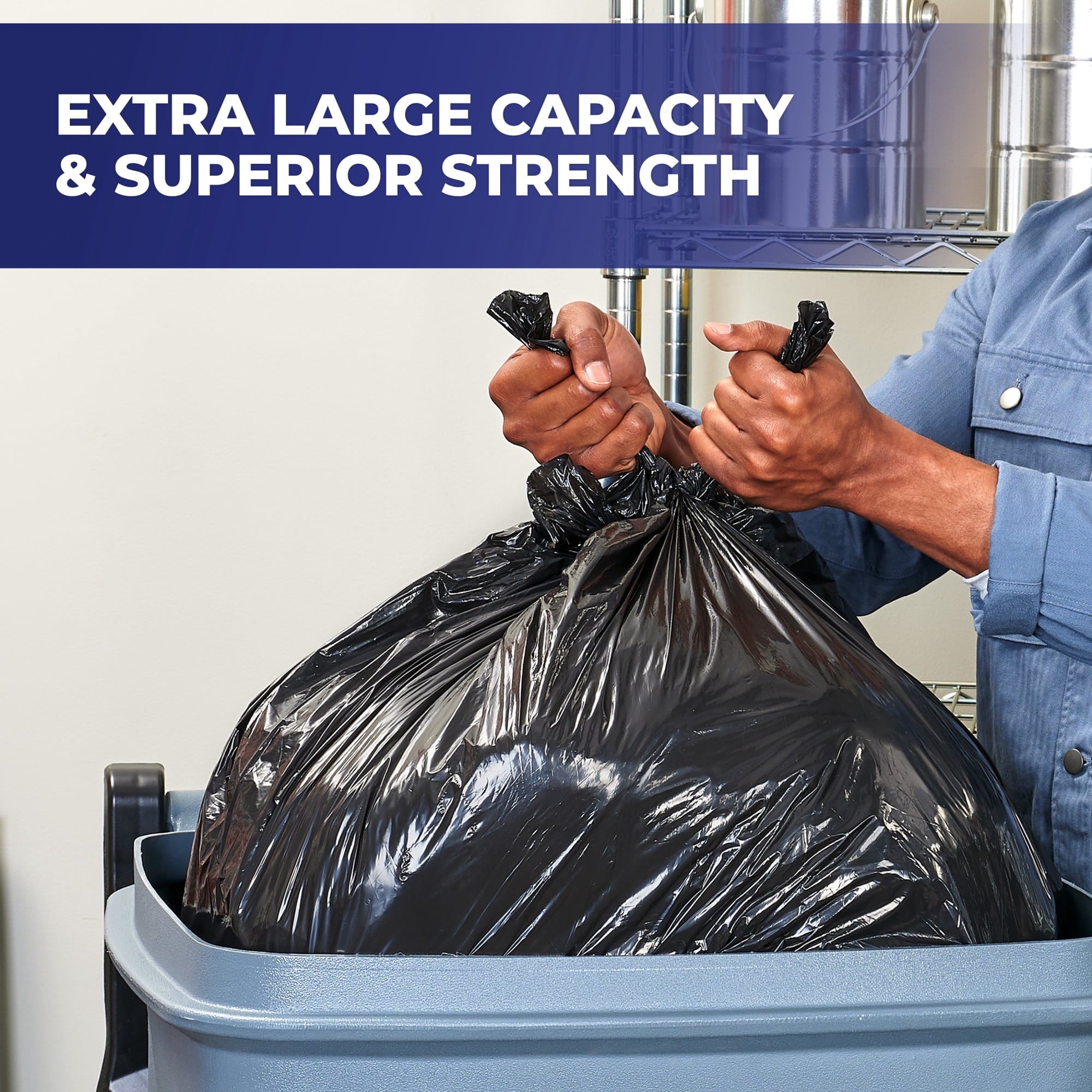 Hefty Cart Liner Trash Bags - 65 Gallon, 10 Bags (Scent Free, ARM & HAMMER Odor Control, Drawstring) - 4-Pack