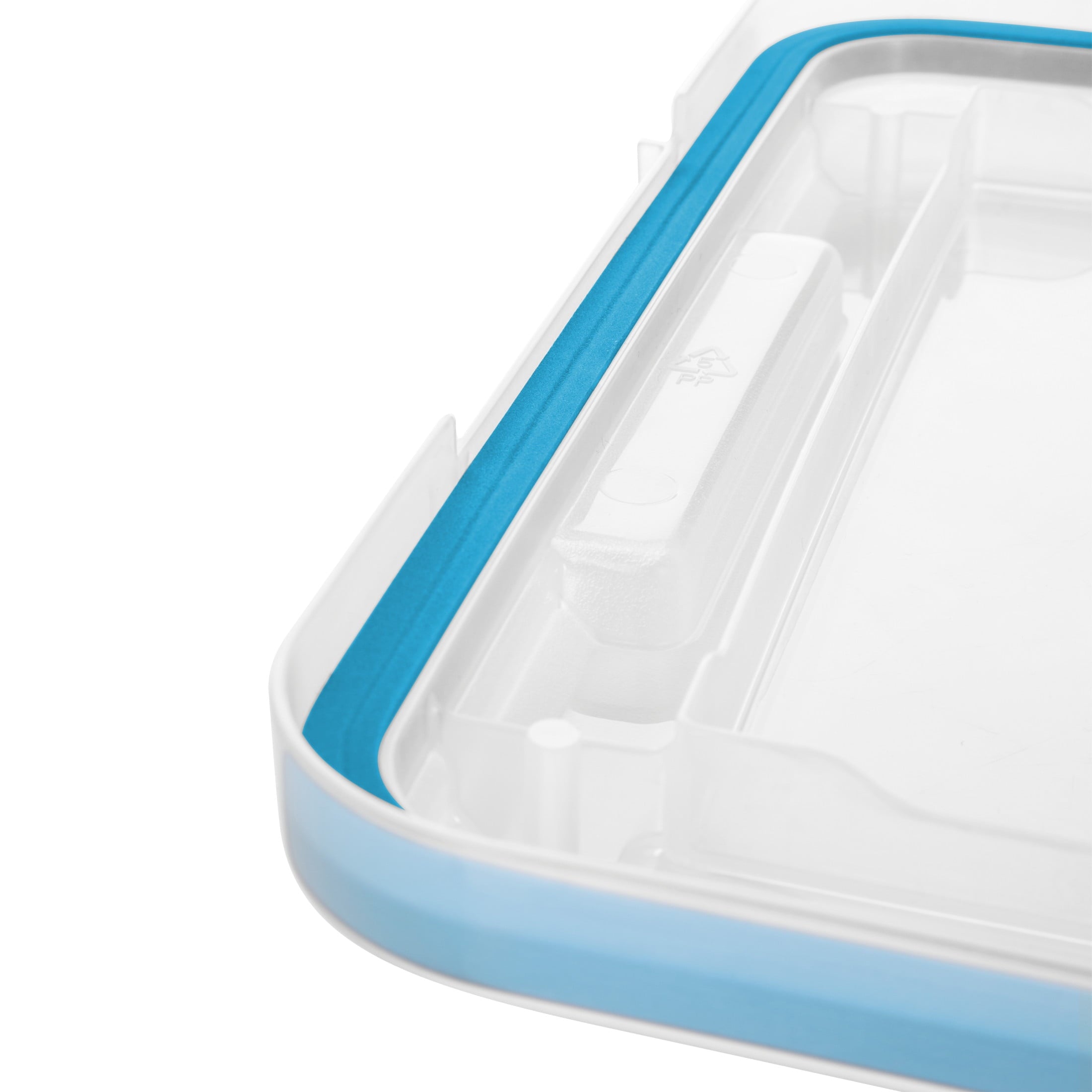 Sterilite Gasket Box - 32 Quart Clear Weather-Resistant Plastic File Storage Bin with Gasket Seal and Latch Lid, Blue, 4 Pack