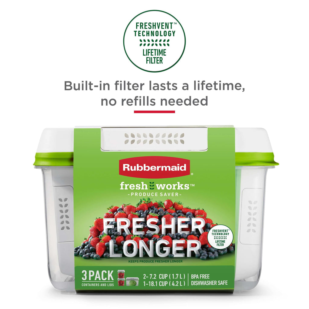 Rubbermaid FreshWorks Produce Saver - 6 Piece set of Medium and Large Storage Containers