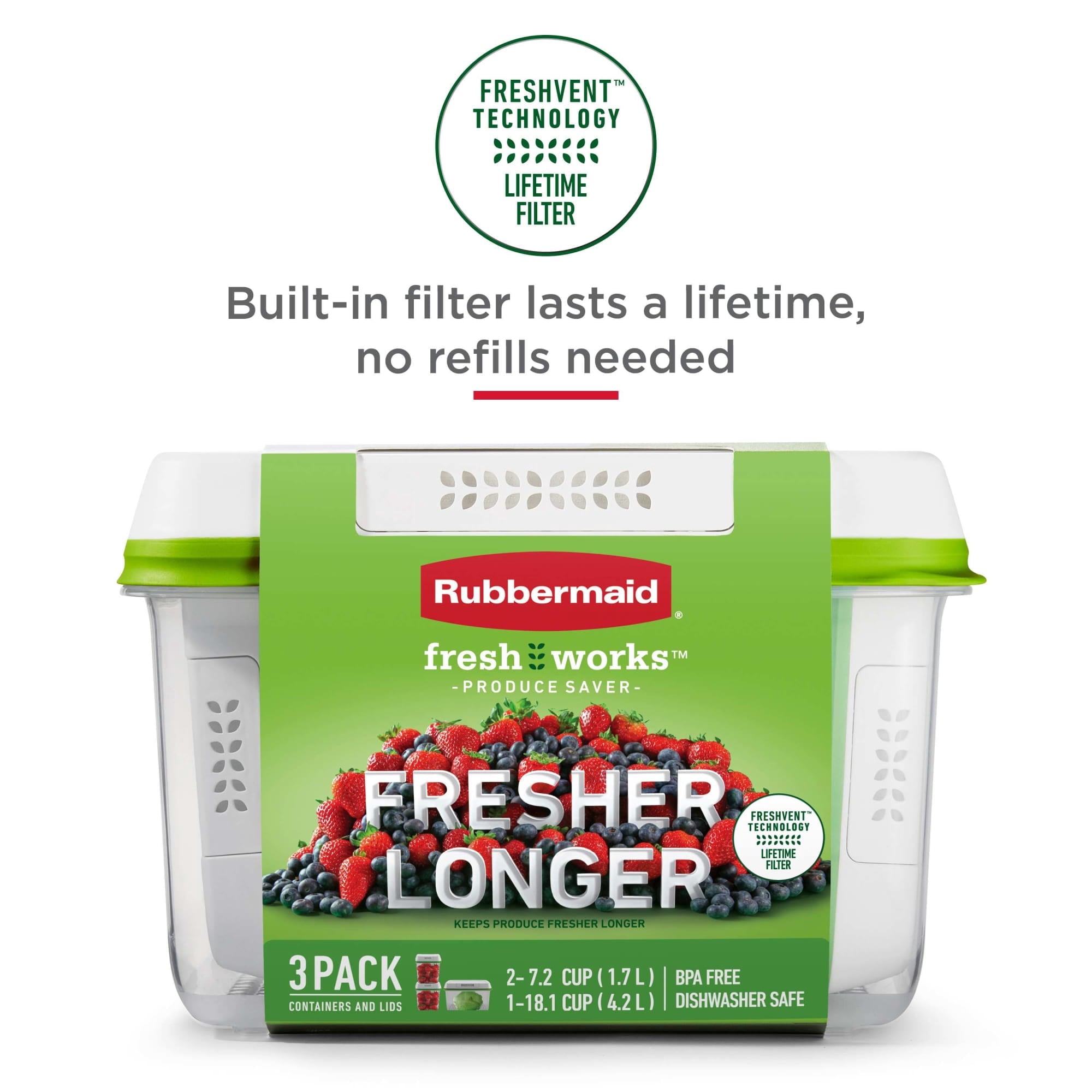 Rubbermaid FreshWorks Produce Saver - 6 Piece set of Medium and Large Storage Containers