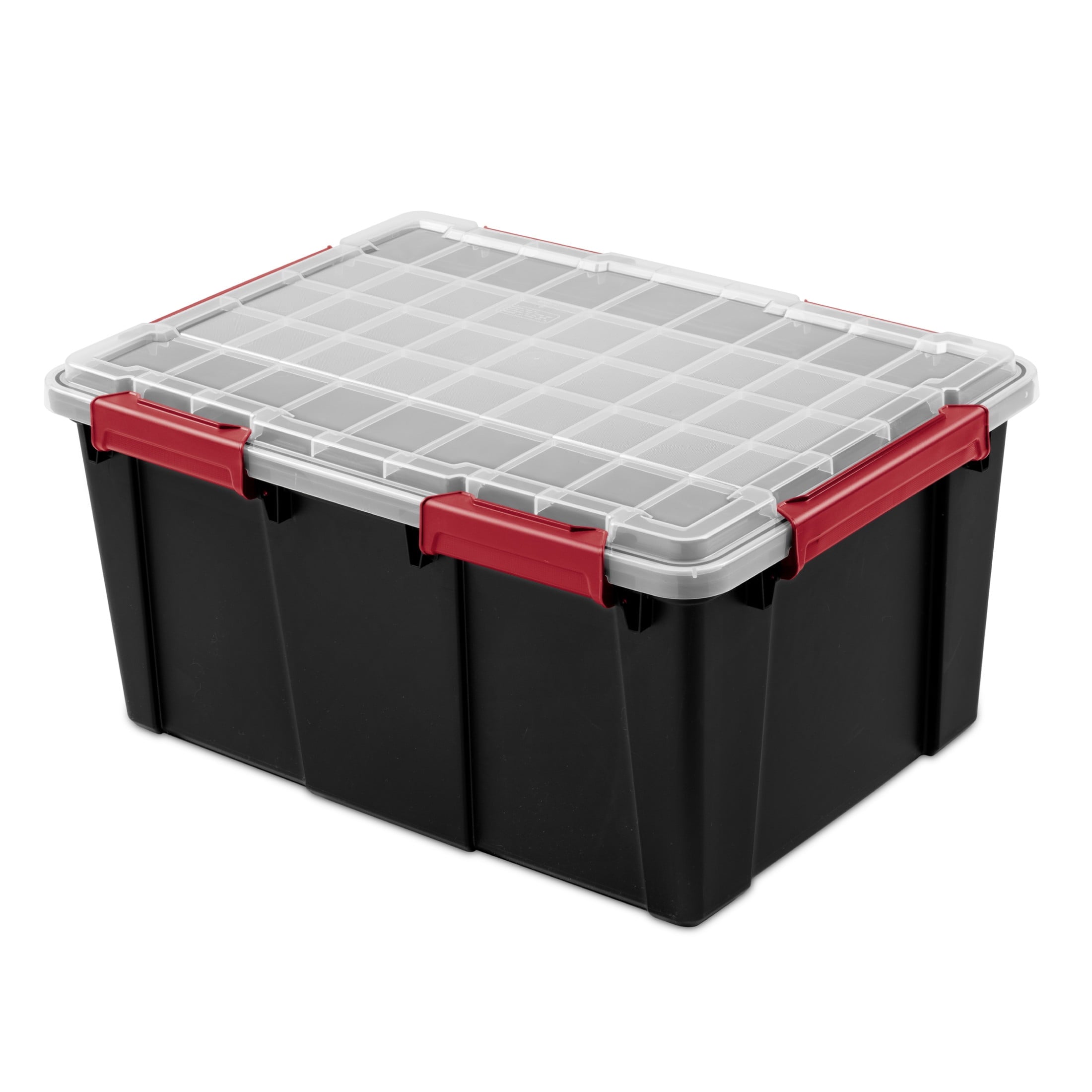 Sterilite Large Gasket Tote - 20 Gallon WaterProof Plastic Storage Bin with Lid, Gasket Seal and Durable Latches, Black - 4-Pack