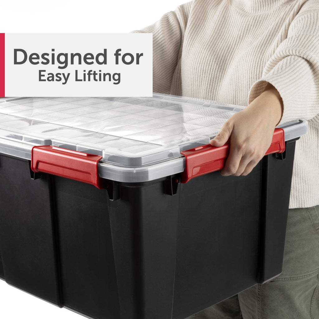 Sterilite Large Gasket Tote - 20 Gallon WaterProof Plastic Storage Bin with Lid, Gasket Seal and Durable Latches, Black