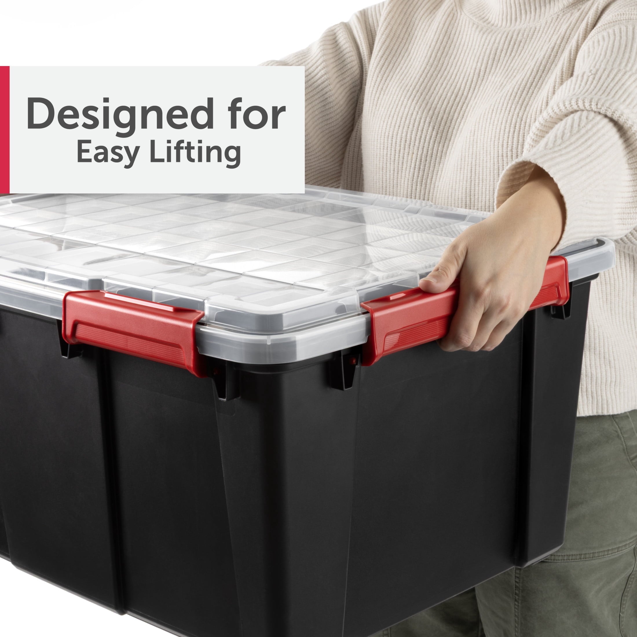 Sterilite Large Gasket Tote - 20 Gallon WaterProof Plastic Storage Bin with Lid, Gasket Seal and Durable Latches, Black - 2-Pack