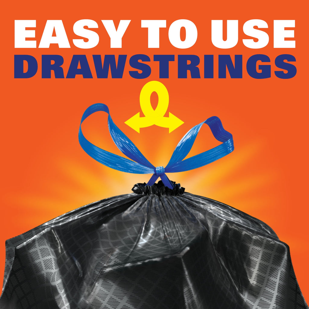 Hefty Ultra Strong 13 Gallon Trash Bags - Tall Kitchen Trash Bags, Blackout, Clean Burst Scent, 40 Bags