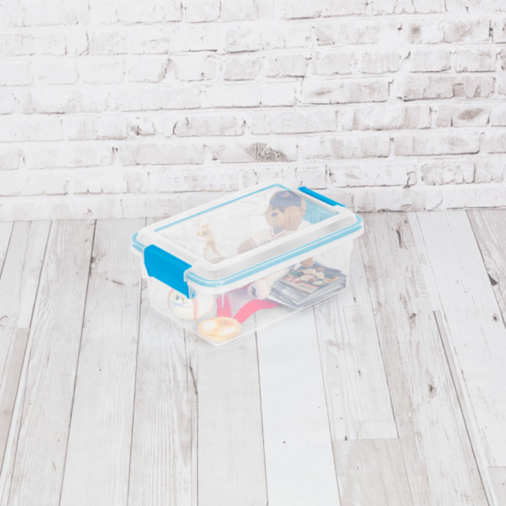 Sterilite 19414306 7.5 Quart Clear Plastic Storage Box & Lid w/ Blue Latches