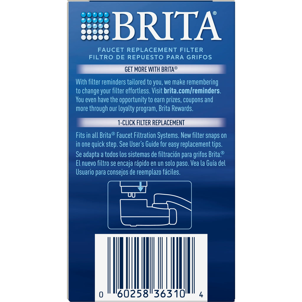 Brita Tap Water Filter - Water Filtration System Replacement Filters For Faucets, Reduces Lead, BPA Free Chrome, 1 Count