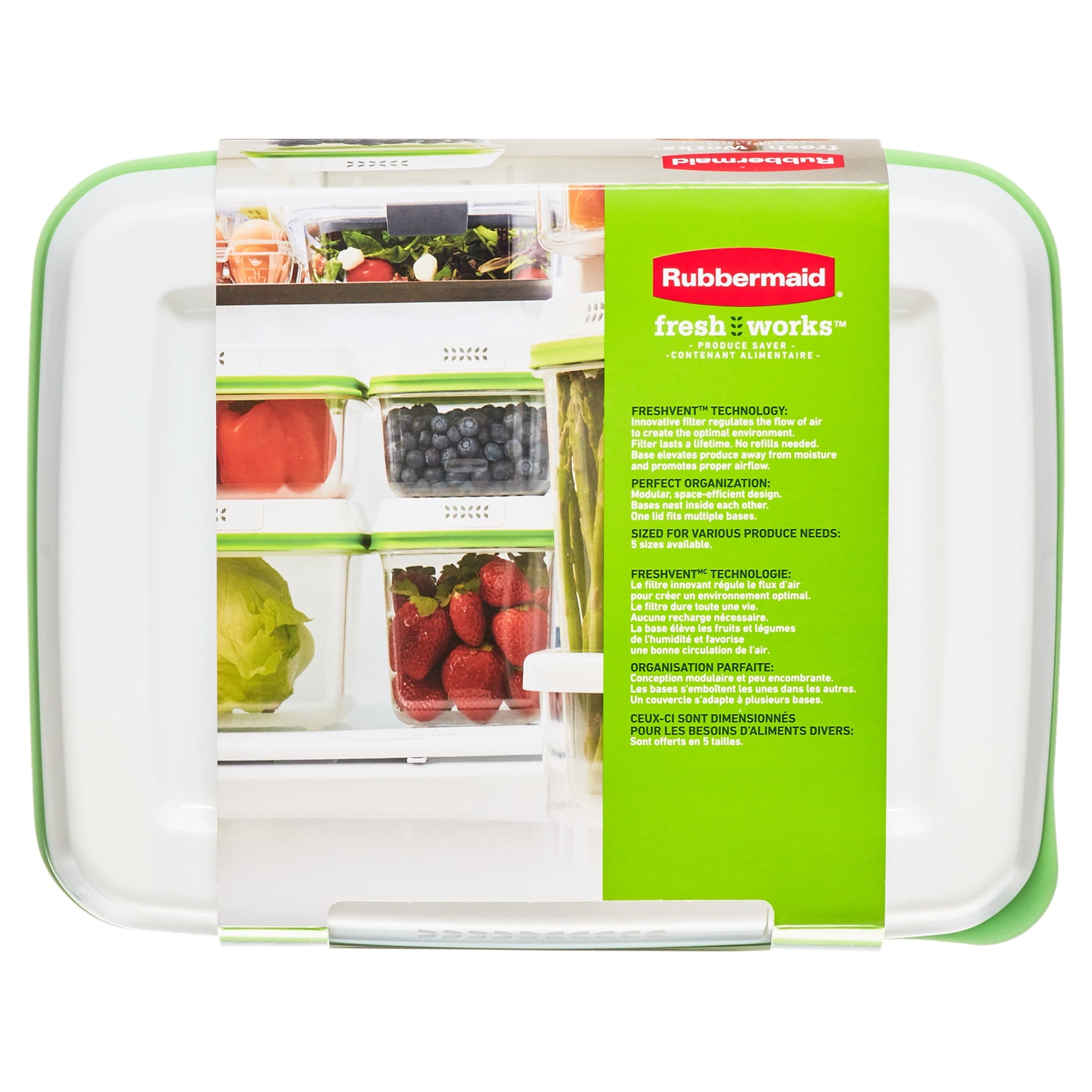 Rubbermaid FreshWorks Produce Saver - Medium and Large Produce Plastic Storage Containers, 6-Piece Set