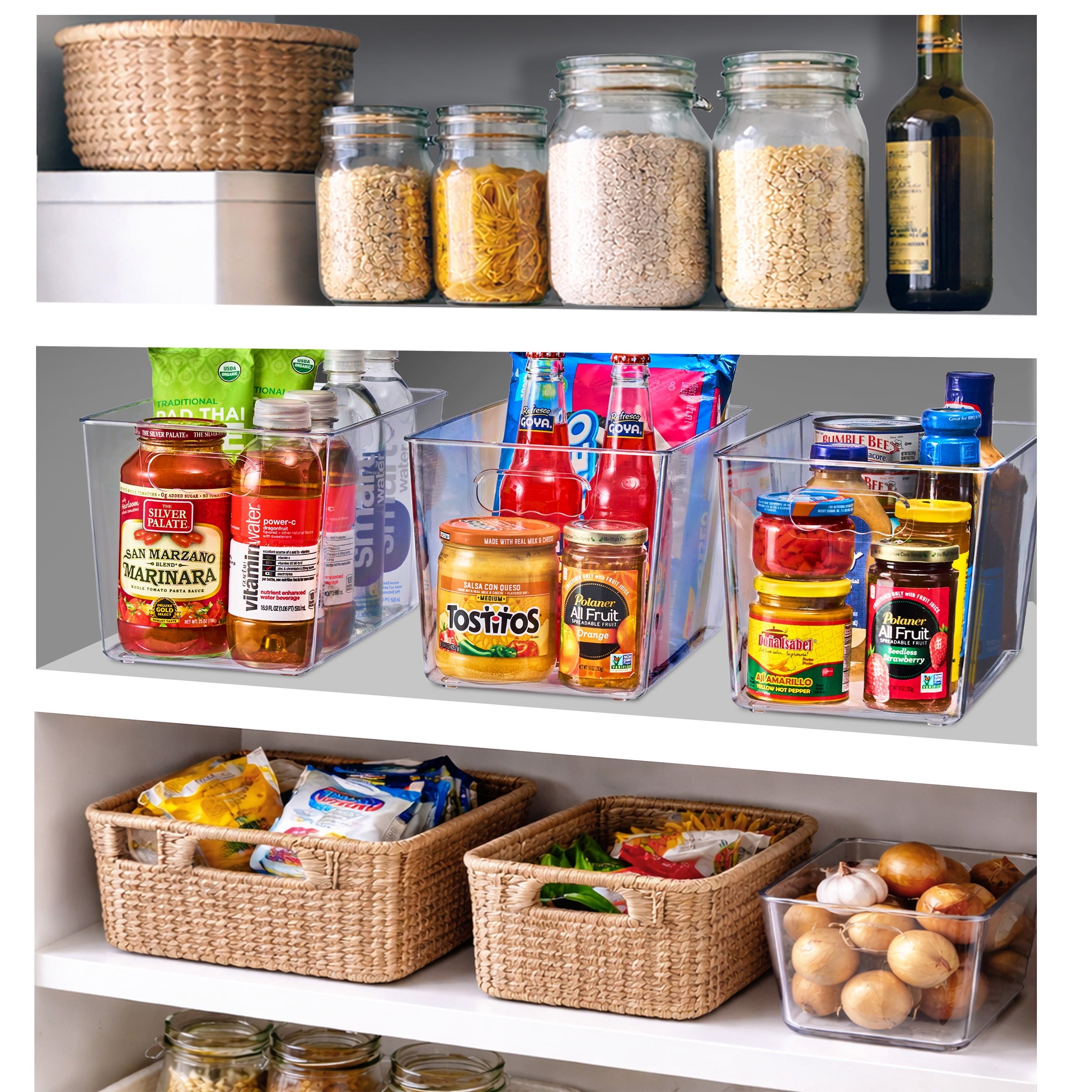 Sorbus Clear BPA-Free Storage Bins with Handles - X-Large Plastic Organizers, Set of 8