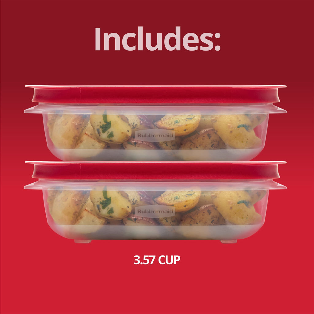 Rubbermaid 3.57-Cup EasyStore Rectangle Containers - 2 Pack, Food Storage Containers, Food Storage Containers with Lids