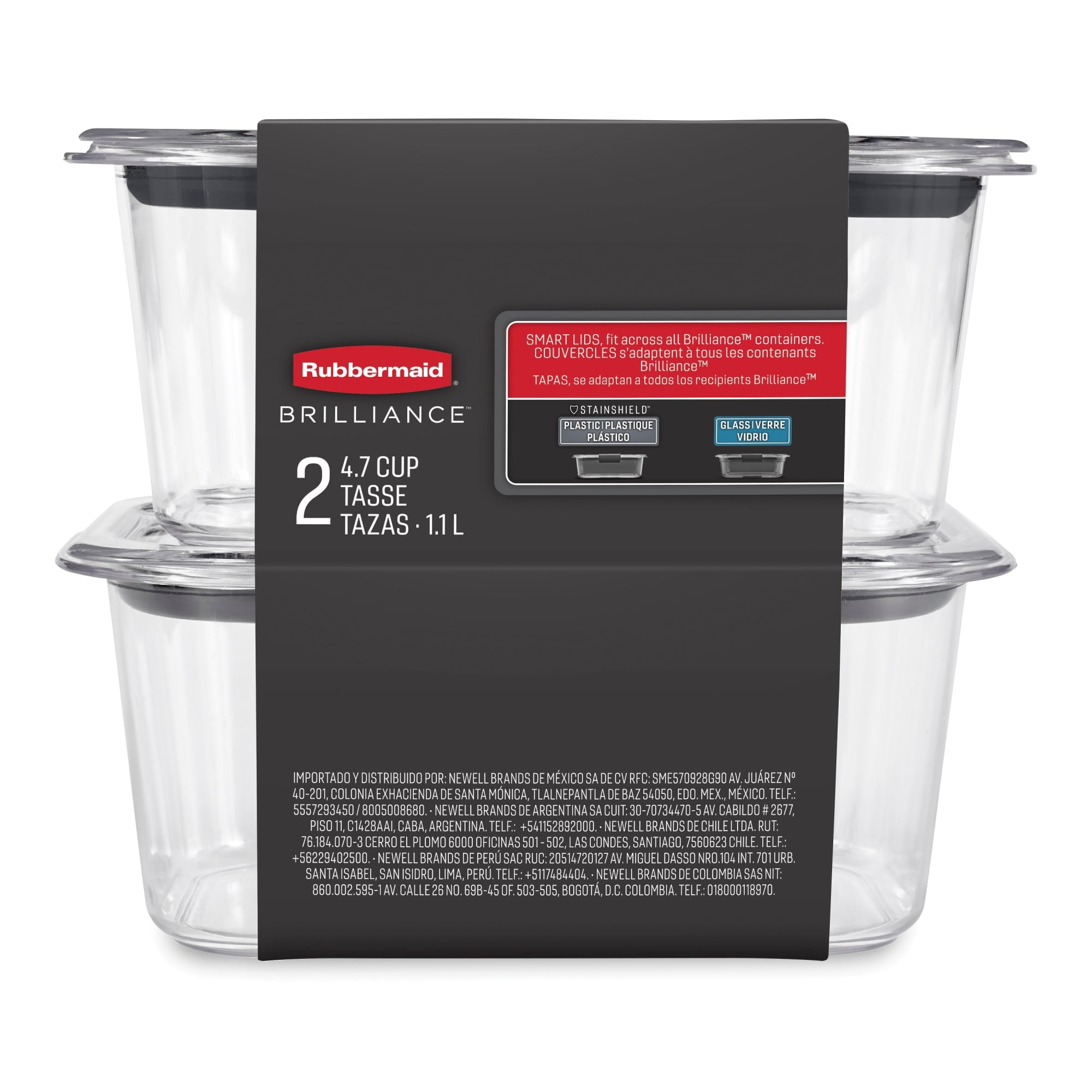 Rubbermaid Brilliance 4.7 Cup Medium Stain-Proof Food Storage Container - Set of 2 - 4-Pack