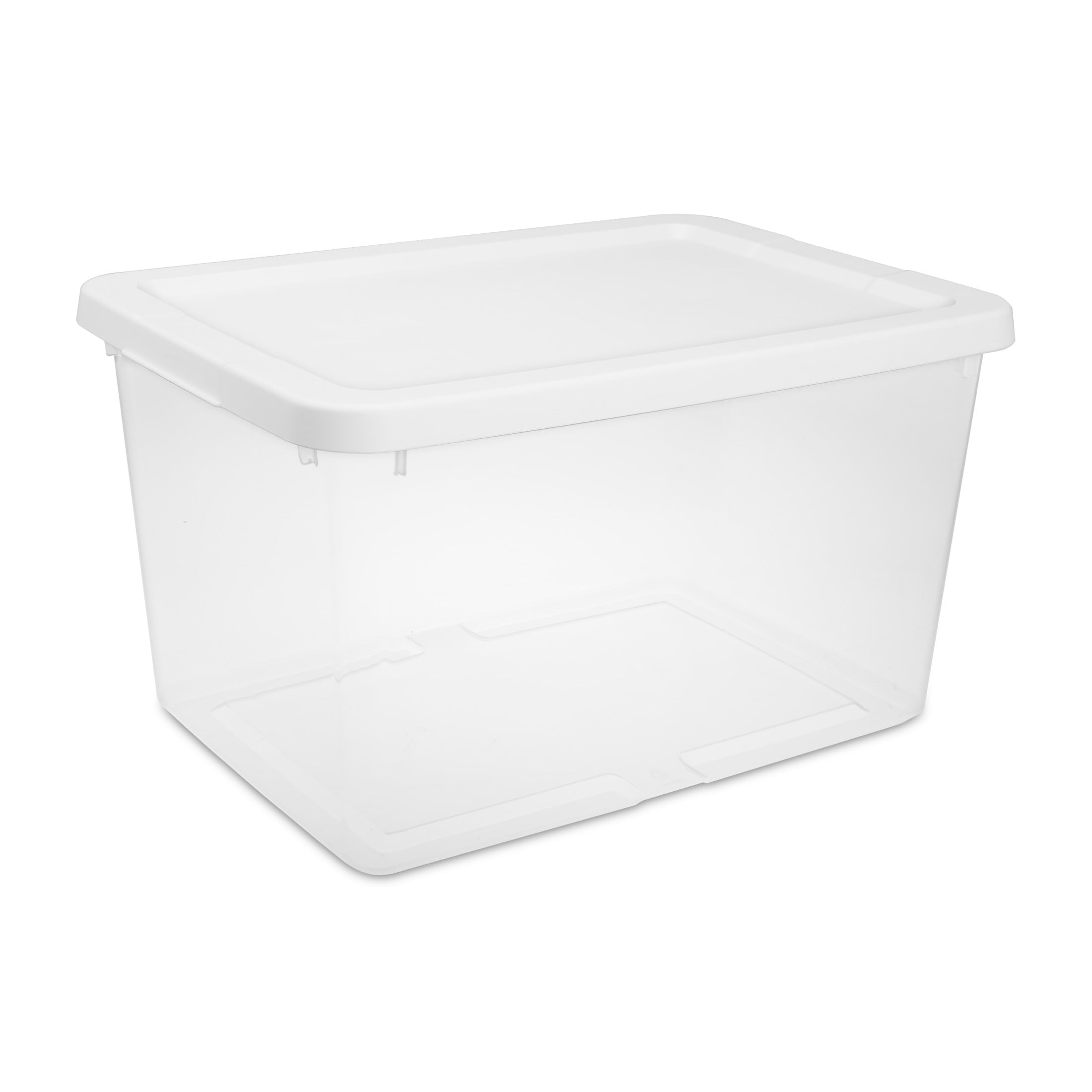 Sterilite Small Storage Bin - 20 Quart Clear Plastic Storage Container with Snap-On Lid, White, 8 Pack