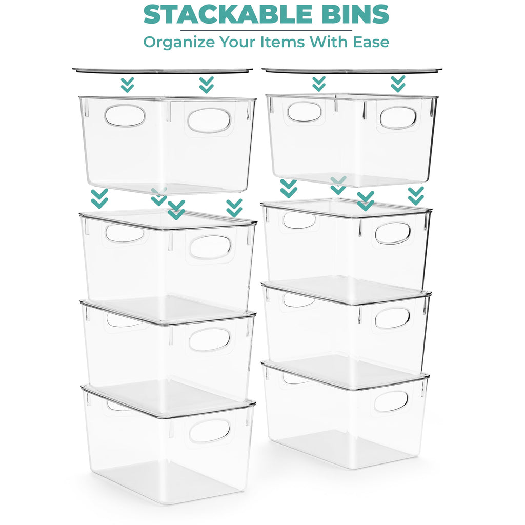 Sorbus Large Storage Clear Containers with Lids Toy Bins and Organizers - 8 Pk