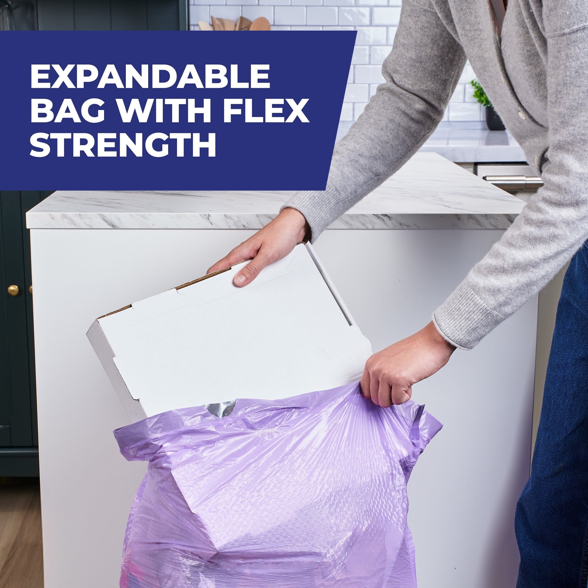 Hefty Ultra Strong 13 Gallon Trash Bags - Tall Kitchen Trash Bags, Purple, Fabuloso Lavender Scent, 20 Bags