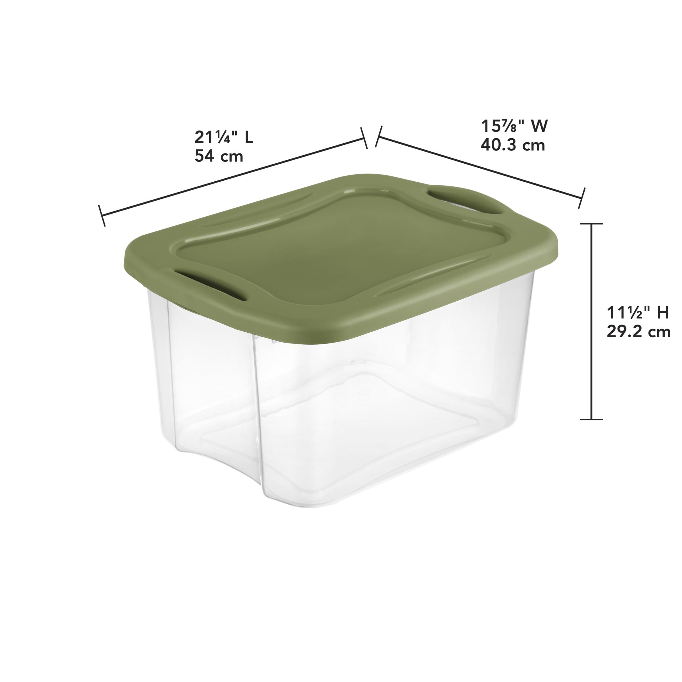 Sterilite EZ Carry 40 Quart Medium Storage Bin - Clear Plastic Storage Container with Full-Grip Handles, Green - 2-Pack