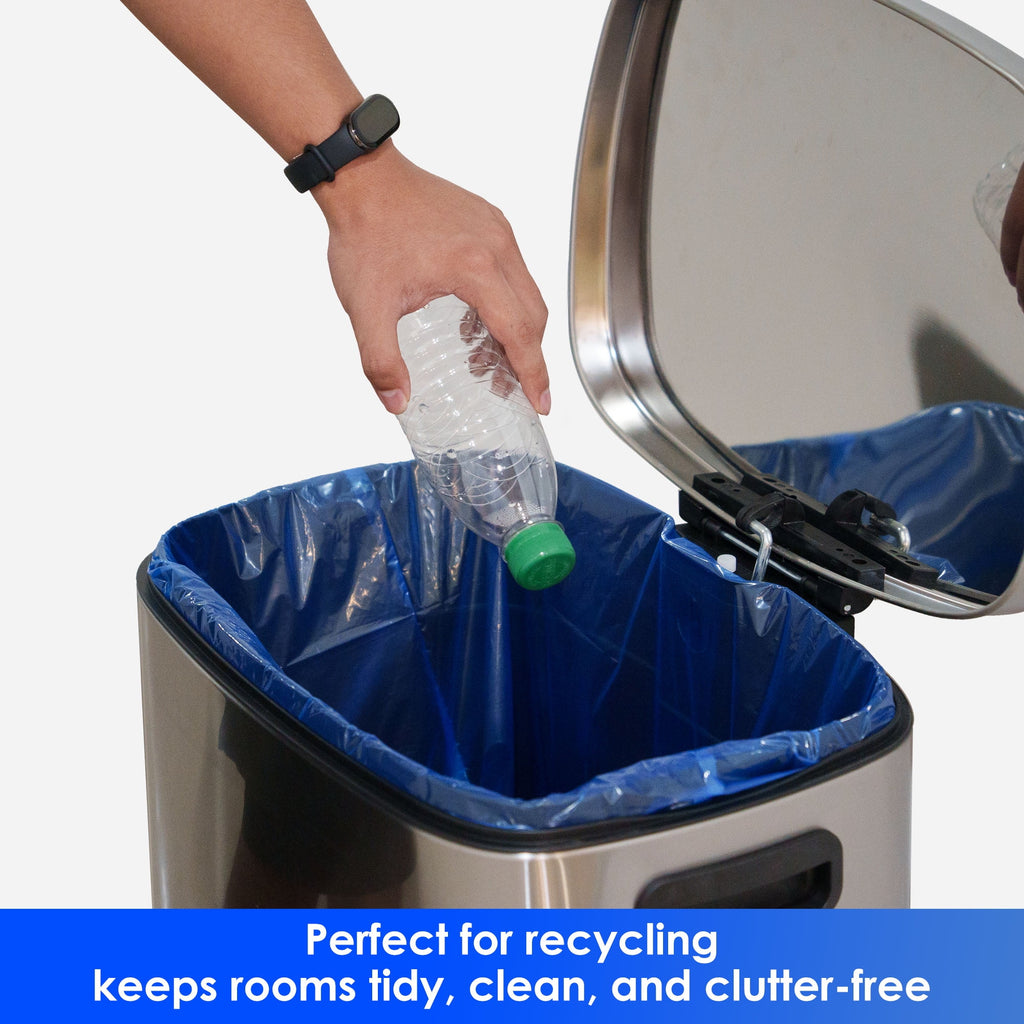 HygiCare Recycling Trash Bags - 30 Gallon, 120 Count, Unscented, Super Strong, Leakproof, Translucent Blue