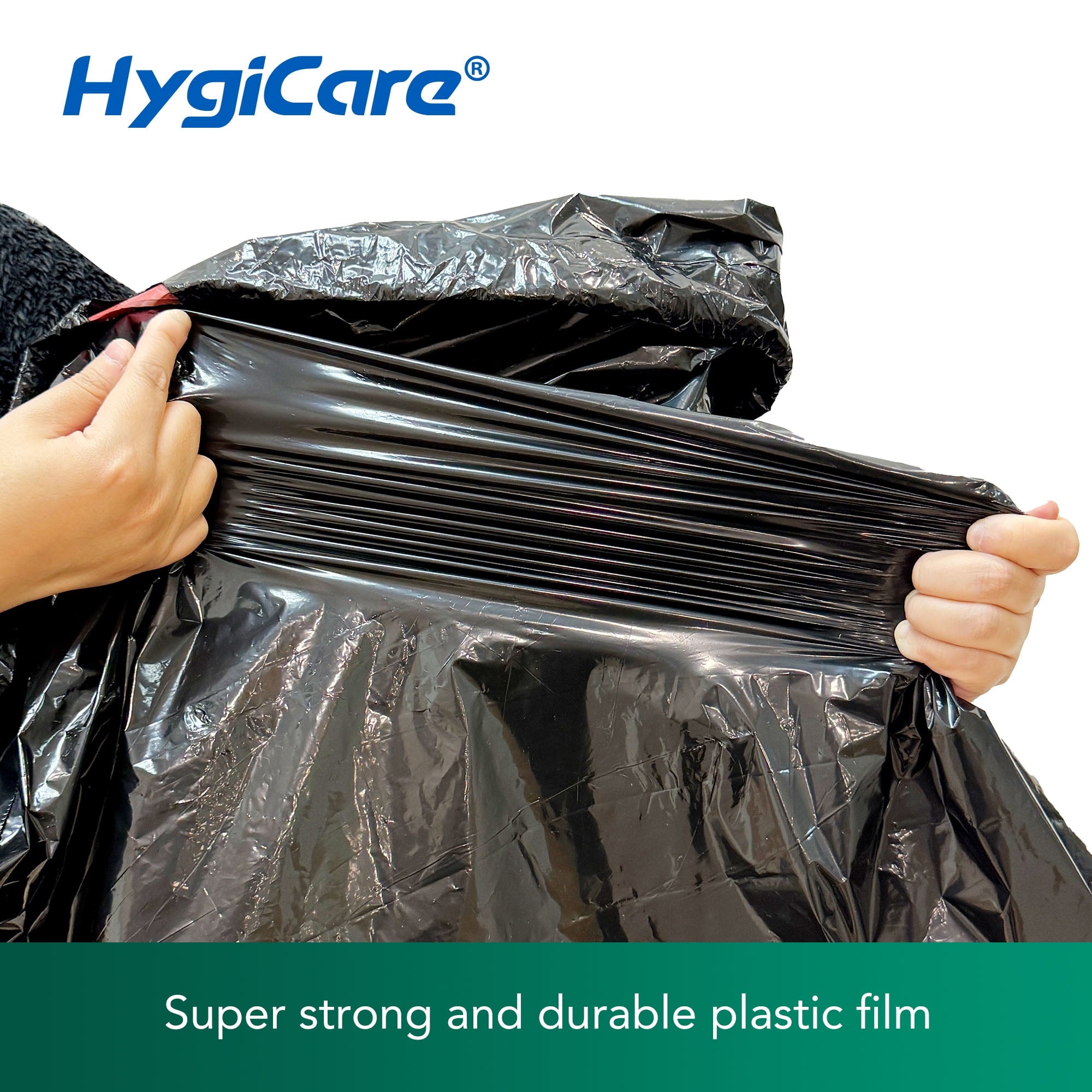 HygiCare 30 Gallon Drawstring Trash Bags - 120 Count, Super Strong, Leakproof, Unscented