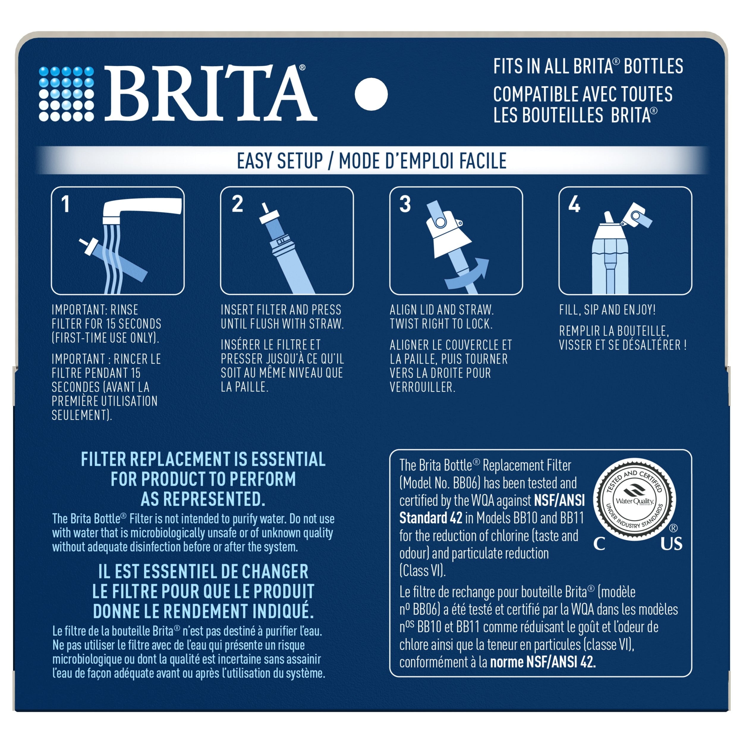 Brita Water Bottle Filter Replacements - BPA Free - 2 Count
